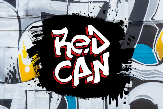 Graffiti background with RedCan logo in graffiti type in foreground