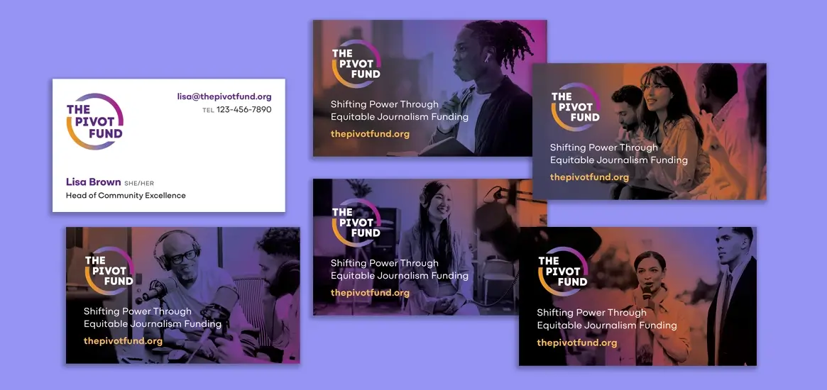 Layout of sample business cards including the front and five variations of different images on card backs.