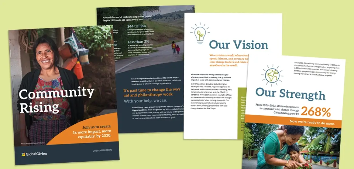 Screenshots from prospectus document showing cover and three interior pages