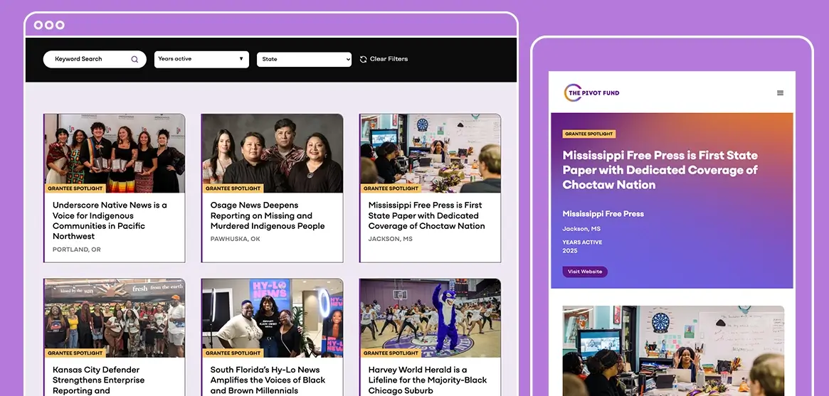 Screenshots from Guiding Principles, Impact and Get Involved pages